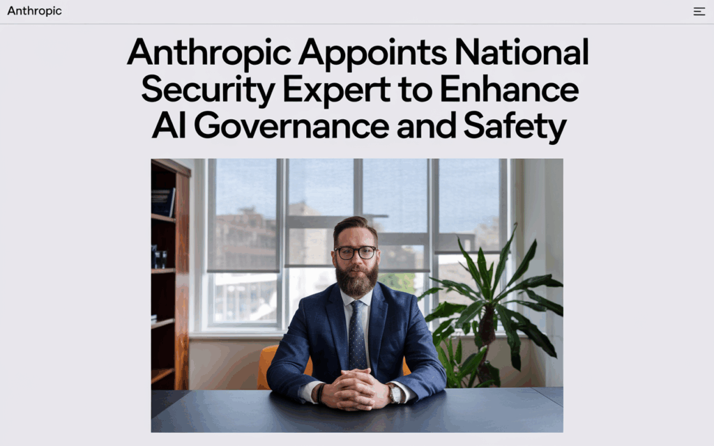 Anthropic Appoints National Security Expert to Enhance AI Governance and Safety